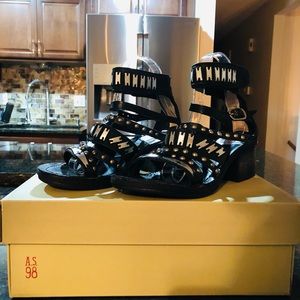 New A.S.98 $349 Leather Studded Sandals EU 38